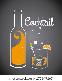 Cocktail design over gray background, vector illustration.