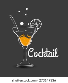 Cocktail design over gray background, vector illustration.