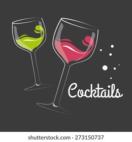 Cocktail design over gray background, vector illustration.