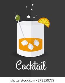 Cocktail design over gray background, vector illustration.