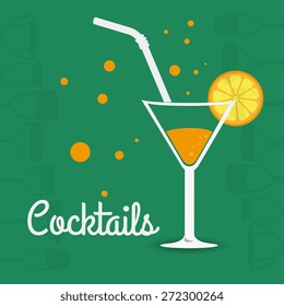 Cocktail design over green background, vector illustration.