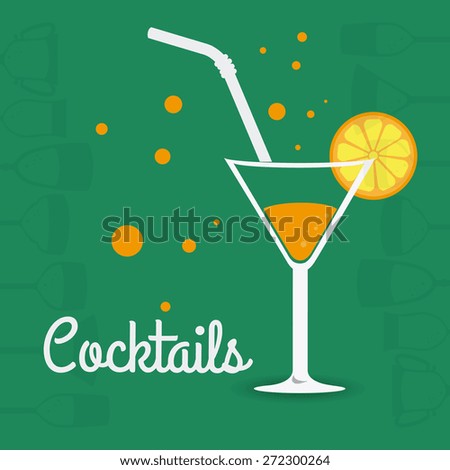 Cocktail design over green background, vector illustration.