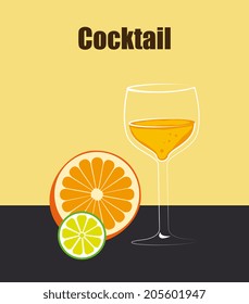 Cocktail design over yellow background, vector illustration