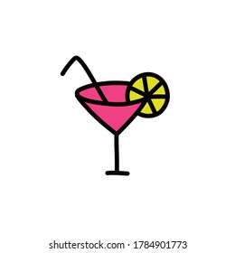 cocktail doodle icon, vector illustration