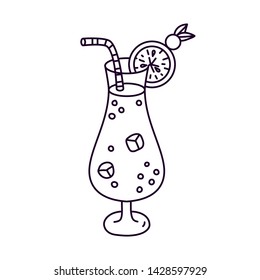 Cocktail doodle line vector icon bar drink  beverage