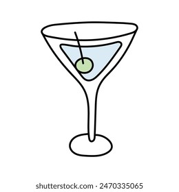 Cocktail in doodle style. Vector isolated on white background