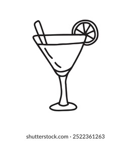 Cocktail in doodle style. Vector, on a white background