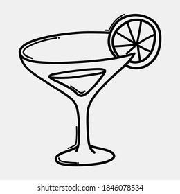 Cocktail doodle vector icon. Drawing sketch illustration hand drawn line.