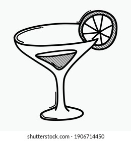 Cocktail doodle vector icon. Drawing sketch illustration hand drawn line.