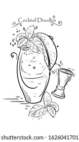 cocktail doodles vector illustration line art