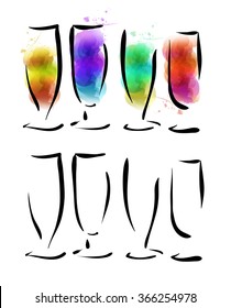 Cocktail drawings. vector illustration