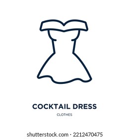 Cocktail Dress Icon From Clothes Collection. Thin Linear Cocktail Dress, Dress, Party Outline Icon Isolated On White Background. Line Vector Cocktail Dress Sign, Symbol For Web And Mobile