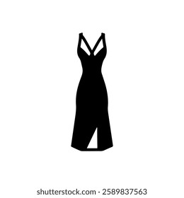 Cocktail dress icon silhouette vector illustration on white background
