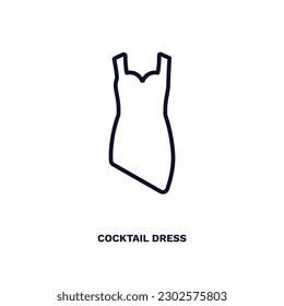 cocktail dress icon. Thin line cocktail dress icon from clothes and outfit collection. Outline vector isolated on white background. Editable cocktail dress symbol can be used web and mobile