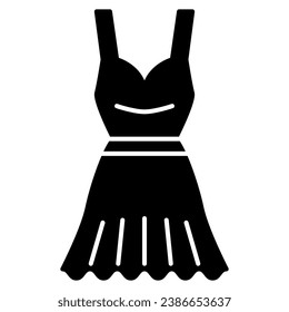 Cocktail dress solid icon, Sea cruise concept, woman classic elegant clothing sign on white background, evening dress icon in glyph style for mobile concept and web design. Vector graphics
