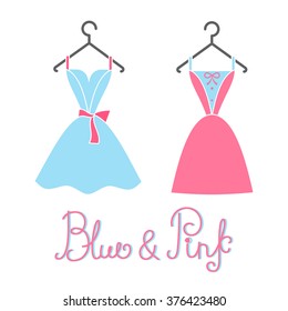 Cocktail dresses blue and pink vector illustration