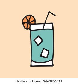 cocktail. drink. drink. alcohol bar. beach bar. color doodle drawing. Doodle. vector. on a colored background. beautiful colors. sweet. ice. chilled. the fever is quenching.