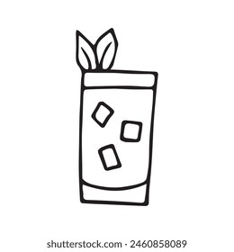 cocktail. drink. drink. alcohol bar. beach bar. doodle drawing. Doodle. vector. on a colored background.black and white. sweet. ice. chilled. the fever is quenching.