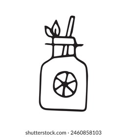 cocktail. drink. drink. alcohol bar. beach bar. doodle drawing. Doodle. vector. on a colored background.black and white. sweet. ice. chilled. the fever is quenching.