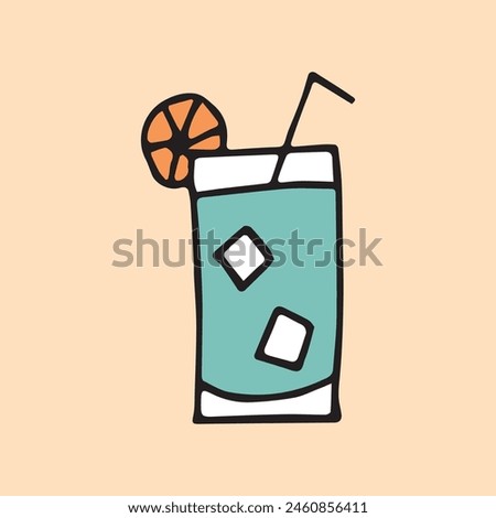 cocktail. drink. drink. alcohol bar. beach bar. color doodle drawing. Doodle. vector. on a colored background. beautiful colors. sweet. ice. chilled. the fever is quenching.