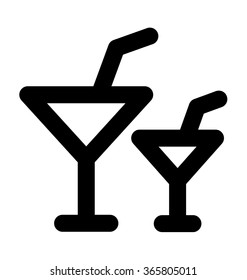 Cocktail Drink Bold Line Vector Icon