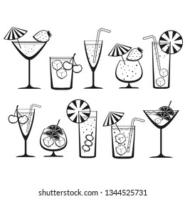 Cocktail Drink Clip Art. Editable Elements.