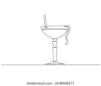 Cocktail drink continuous line drawing. Cocktail vector line art. Exotic drinks concept