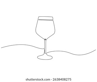 Cocktail drink continuous line drawing. Cocktail vector line art. Exotic drinks concept