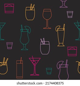 cocktail drink design - seamless vector repeat pattern, use it for wrappings, fabric, packaging and other print and design projects
