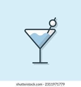 Cocktail drink flat outlined icon