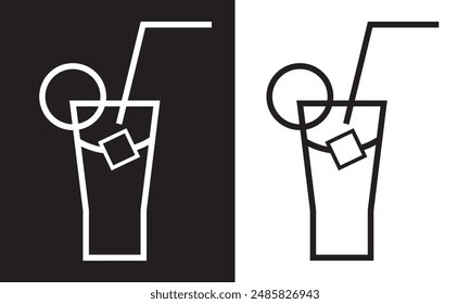 Cocktail drink glass icon isolated on black and white background. EPS 10