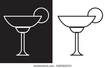 Cocktail drink glass icon isolated on black and white background. EPS 10