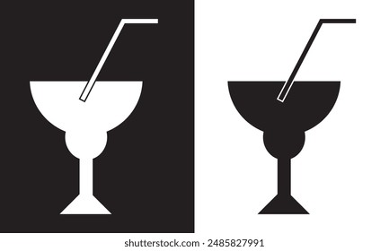 Cocktail drink glass icon isolated on black and white background. EPS 10