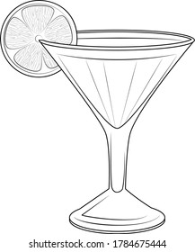 Cocktail Drink Glass Illustration. Party and Restaurant Icon. Party Coloring Design. Isolated Background.