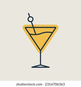 Cocktail drink glass isolated icon vector. Graph symbol for bar and cafe web site and apps design, logo, app, UI