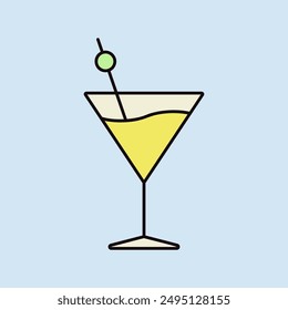 Cocktail drink glass isolated icon vector. Graph symbol for bar and cafe web site and apps design, logo, app, UI