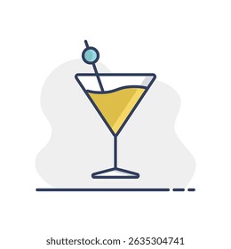 Cocktail drink glass isolated icon vector. Graph symbol for bar and cafe web site and apps design, logo, app, UI