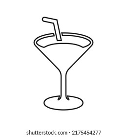 Cocktail, drink, glass outline icon. Line art vector.