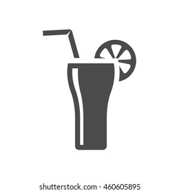 Cocktail drink icon in black and white grey single color. Margarita gin alcohol.