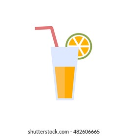 Cocktail drink icon in flat color style. Margarita gin alcohol.