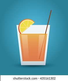 Cocktail drink icon in flat design style, Alcohol Beverage. Vector illustration