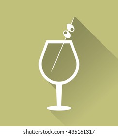 Cocktail drink icon in flat design style, Alcohol Beverage. Vector illustration