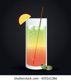 Cocktail drink icon in flat design style, Alcohol Beverage. Vector illustration