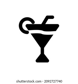 Cocktail drink icon solid style vector design element