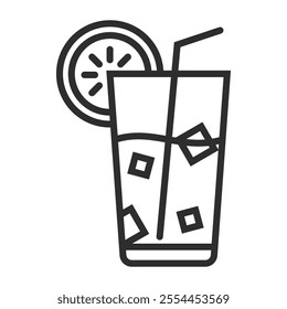 Cocktail drink icon, Summer symbol outline icon, editable vector illustration and transparent graphic element. Isolated on white background