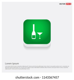 cocktail drink iconGreen Web Button - vector icon