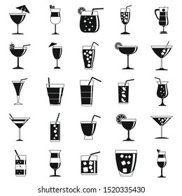 Cocktail drink icons set. Simple set of cocktail drink vector icons for web design on white background