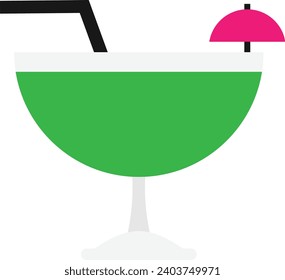 Cocktail Drink Juice Vector Flat Illustration