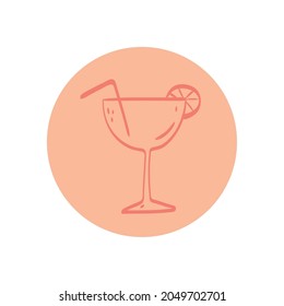 cocktail drink with lemon icon