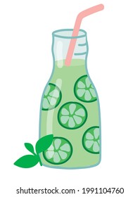 Cocktail drink with lime and mint isolated on white background